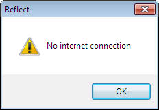 A typical message box displayed when the internet is down